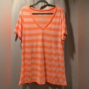 Old Navy Vintage Short Sleeve V-Neck Tee, EUC - orange stripes - XL